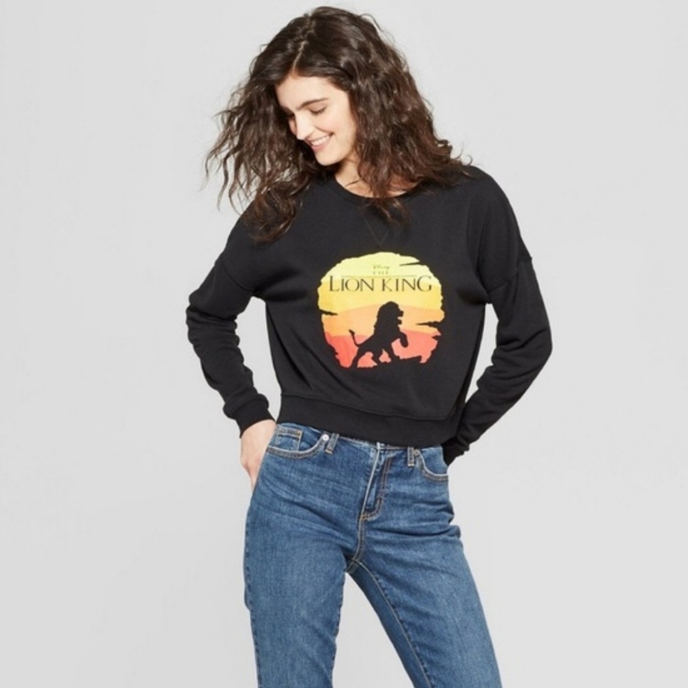 Disney Lion King Graphic Sweater Sweatshirt Pullover Medium Juniors Black